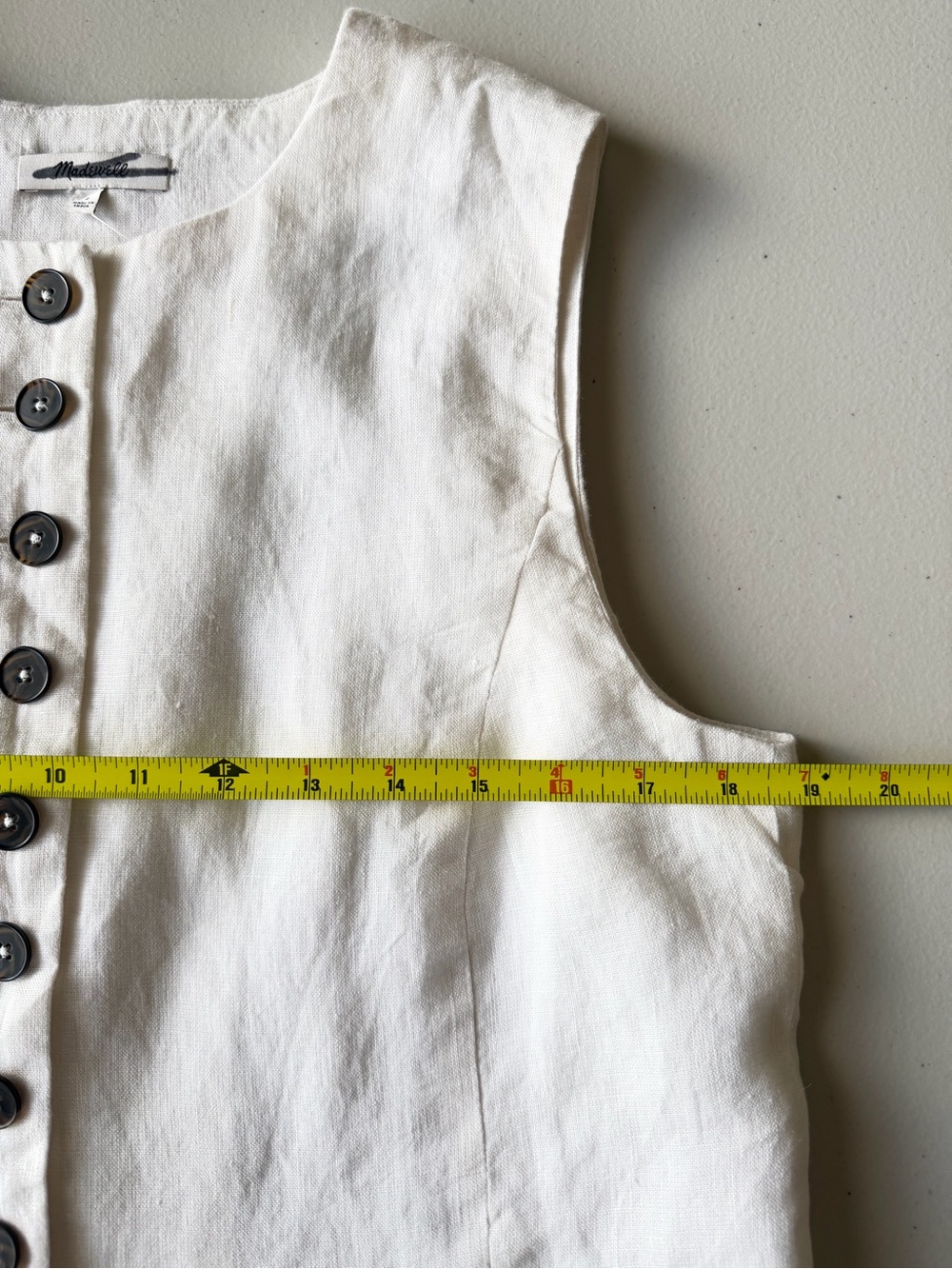 Madewell Button-Front 100% Linen Shell Top Ivory Size 4 NWT - Picture 9 of 11